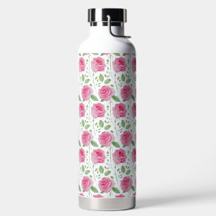 Süßes, florales/rosenfarbenes Wiederholungsmuster Trinkflasche