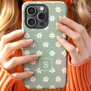 Süßes Florales Salbei Gras Lilie Muster Monogramm Case-Mate iPhone Hülle