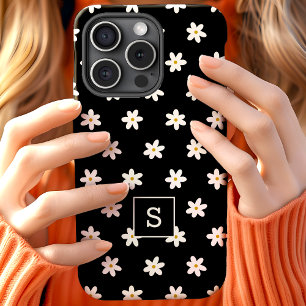 Süßes florales schwarzes Gras-Lilien-Muster-Monogr Case-Mate iPhone Hülle