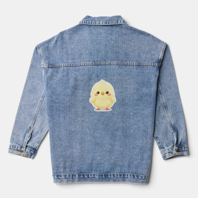 Süßes Fluffiges Chibi-Küken Jeansjacke (Rückseite)