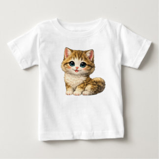 Süßes Fluffiges Getigertes Kätzchen T-Shirt-Design Baby T-shirt