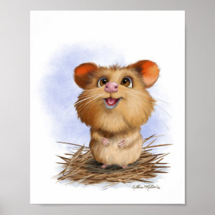 Süßes Fluffiges Hamster-Cartoon Poster