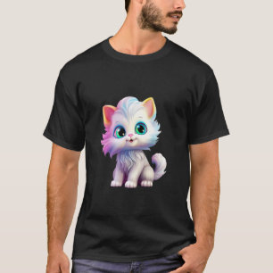 Süßes Fluffiges Kätzchen Farbige Fell Große Augen T-Shirt