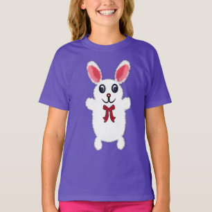 Süßes Fluffiges Weißes Kaninchen mit Roter Schleif T-Shirt