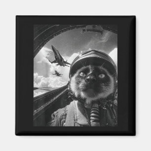 Süßes Flugzeug Katze Jet Pilot Selfie Siamese Kämp Magnet