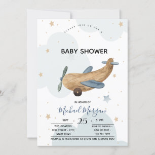 Süßes Flugzeug Spielzeug Wolken Babyparty Einladung