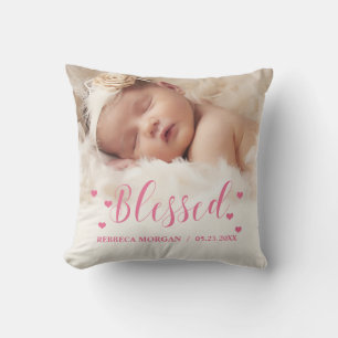 Süßes Foto Rosa Gesegnetes Neugeborenes Baby Gebur Kissen