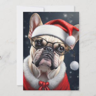 Süßes Französische Bulldogge Santa Weihnachtsfeier Karte