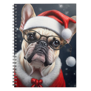 Süßes Französische Bulldogge Santa Weihnachtsfeier Notizblock
