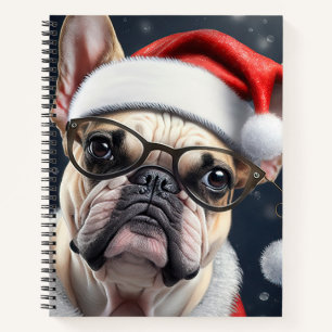 Süßes Französische Bulldogge Santa Weihnachtsfeier Notizbuch