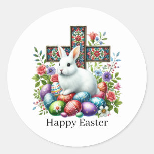 Süßes Frohe Ostern Kreuz Runder Aufkleber