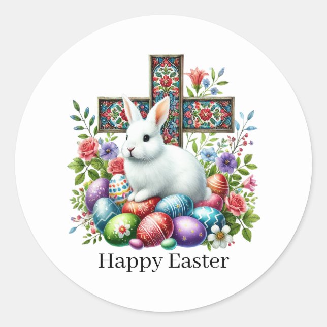 Süßes Frohe Ostern Kreuz Runder Aufkleber (Vorderseite)