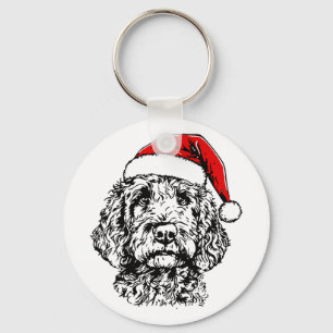 Süßes Frohe Weihnachten Goldendoodle Weihnachtsman Schlüsselanhänger