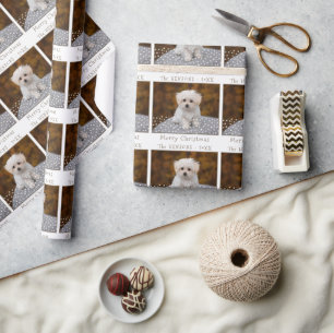 Süßes Frohe Weihnachten Haustier Hund Foto Geschenkpapier