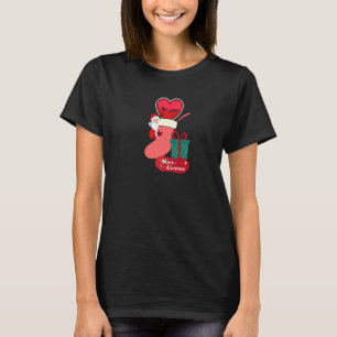 Süßes Frohe Weihnachten Santa Claus Herz Strumpf F T-Shirt