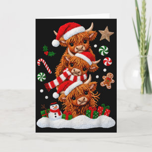 Süßes Frohes Weihnachten Highland Kuh Weihnachten Karte