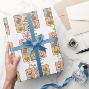 Süßes Fröhliches Osterhasen-Quiltmuster  Geschenkpapier