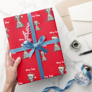 Süßes fröhliches Zebra-Weihnachtsbaum-Zoo-Safari-W Geschenkpapier