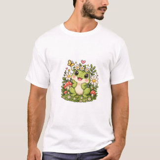 Süßes Frosch-Blumen-T-Shirt T-Shirt