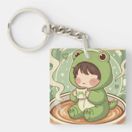 Süßes Frosch-Coffee-Tale-Design Schlüsselanhänger