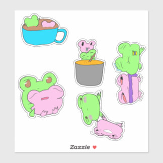 Süßes Frosch-Pärchen Valentinstag-Stickerbogen Aufkleber