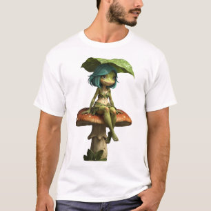 Süßes Froschmädchen sitzt auf einem Pilz T-Shirt