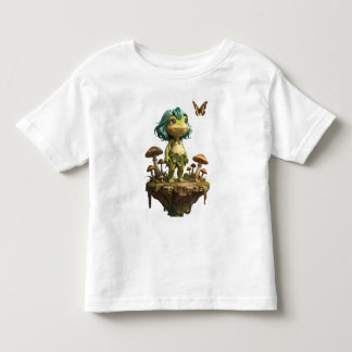 Süßes Froschmädchen unter Pilzen mit Schmetterling Kleinkind T-shirt