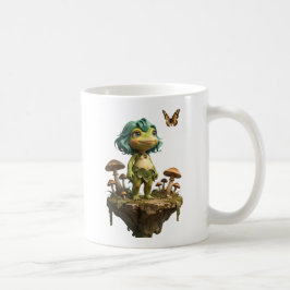 Süßes Froschmädchen zwischen Pilzen mit Schmetterl Kaffeetasse