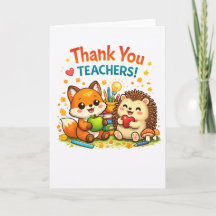 Süßes Fuchs- und Igel-Lehrerdankdesign