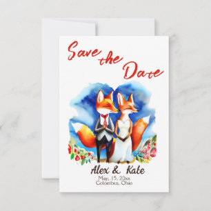 Süßes Fuchspaar Hochzeit - "Save the Date"-Ankündi Save The Date