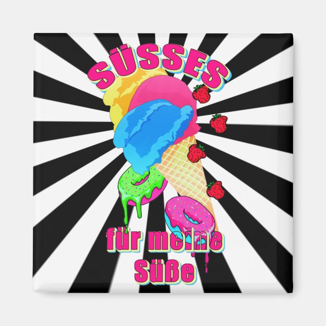 SÜSSES für meinen Süßen Eis Donut Blaubeeren Magnet (Vorne)