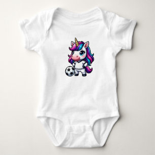 Süßes Fußball-Einhorn mit Regenbogenhaar - Kinder- Baby Strampler