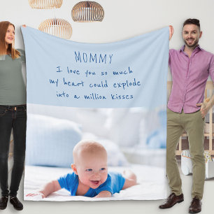 Süßes Gedicht für Mama - Blaues Baby-Foto Fleecedecke