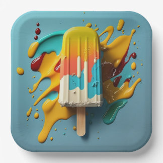 Süßes gefrorenes Eis. Popsicle köstliches Dessert Pappteller