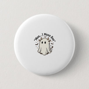 Süßes Geist-Kuh-Halloween-Muh-ich-meine-Boo-Shirt- Button