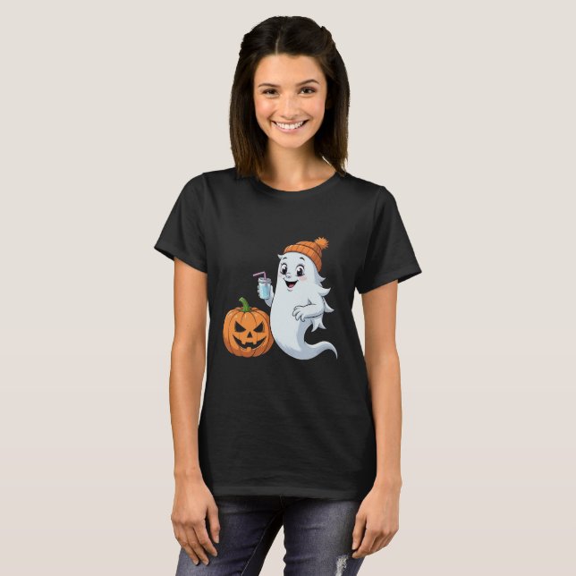 Süßes Geist- & Kürbis-Halloween-T-Shirt T-Shirt (Vorne ganz)