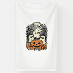 Süßes Geist-Kürbis-Shirt Vintage-Gravur Halloween Banner