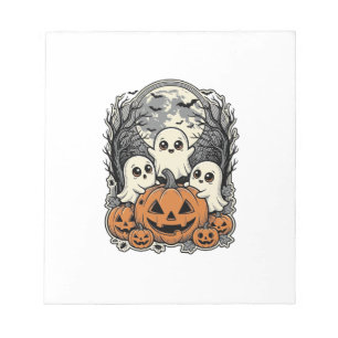 Süßes Geist-Kürbis-Shirt Vintage-Gravur Halloween Notizblock