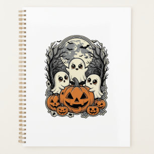 Süßes Geist-Kürbis-Shirt Vintage-Gravur Halloween Planer