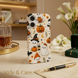 Süßes Geist- und Kürbis-Halloween-Muster iPhone 16 Hülle