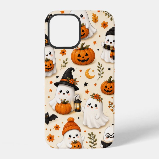 Süßes Geist- und Kürbis-Halloween-Muster iPhone Hülle (Rückseite)