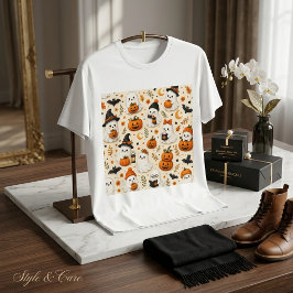 Süßes Geist- und Kürbis-Halloween-Muster T-Shirt