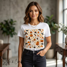 Süßes Geist- und Kürbis-Halloween-Muster Tri-Blend Shirt