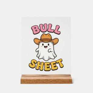 Süßes Geister-Cowboy Vintage Lustiges T-Shirt Bull Acrylschild