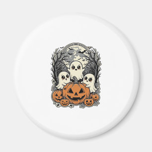 Süßes Geister-Kürbis-Shirt Vintage-Gravur Hallowee Magnet