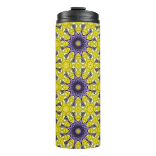 Süßes Gelb Lila Kaleidoskop Geometrisches Muster Thermosbecher