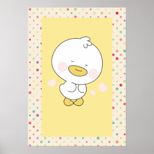 Süßes gelbes Entlein mit gepunkteter Kinderzimmer- Poster