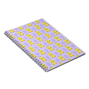 Süßes gelbes lila Hühner-Osterpattern Notizblock