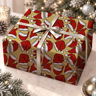 Süßes gelbes Retro-Vintage-Weihnachtsmannmützen-Mu Geschenkpapier