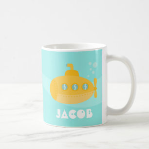 Süßes gelbes U-Boot, Unterwasser, für Kinder Kaffeetasse